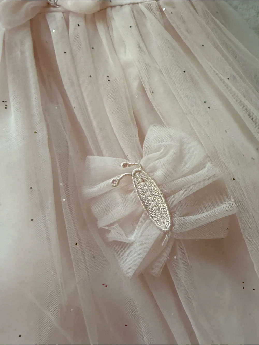 Girls Light Pink Tulle Party Dress with Bows size 5T